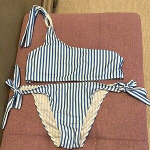 Blue and White Striped Swim Set
